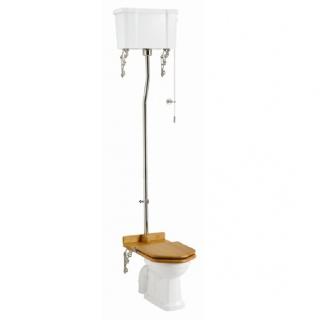 High-level pan with single flush high-level cistern and high-level flush pipe kit